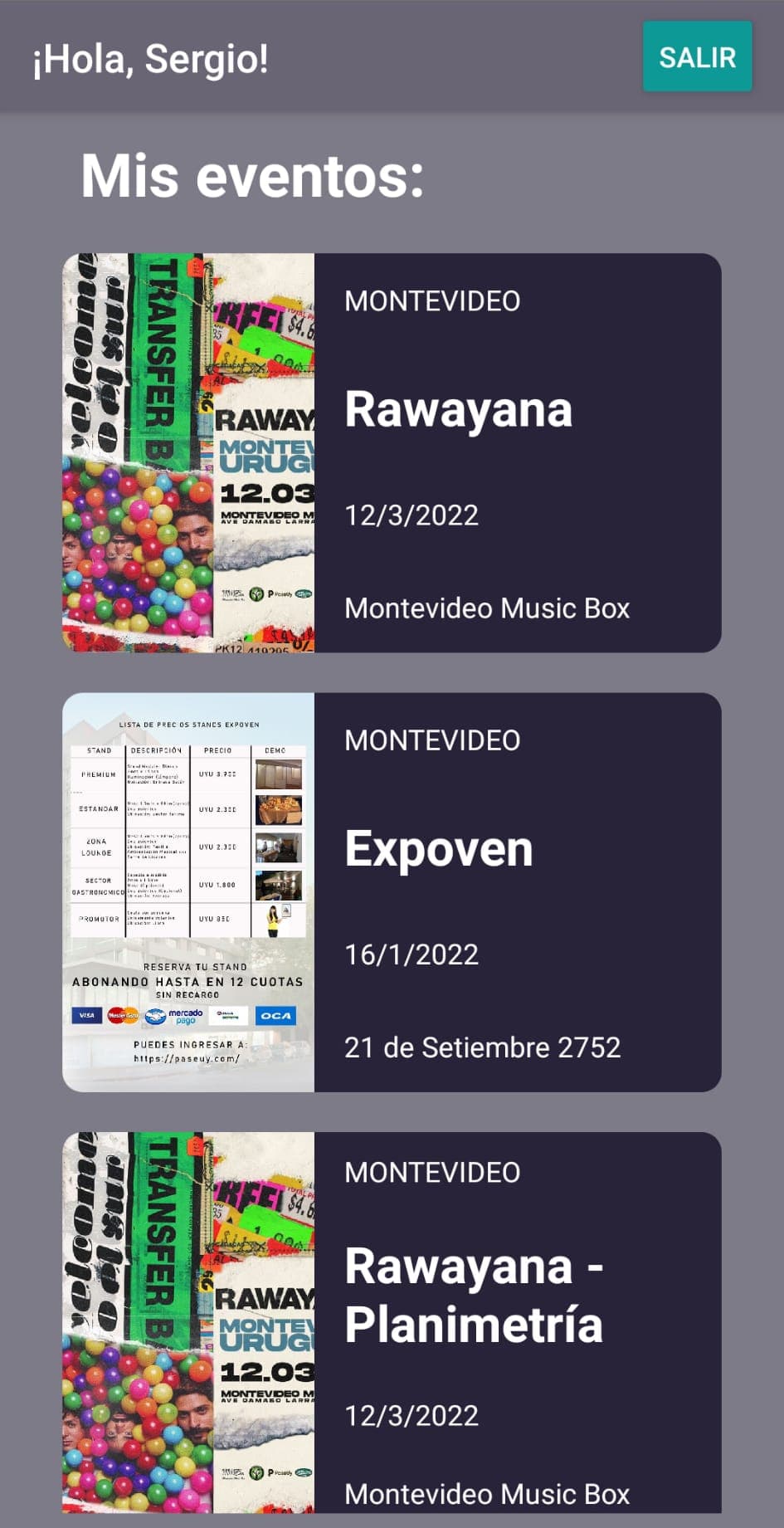 Captura de pantalla de PaseUy App